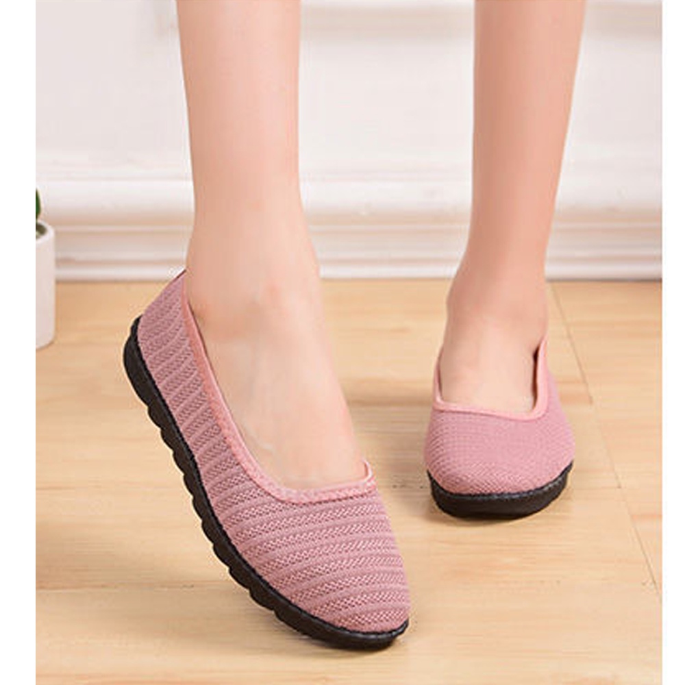 Giày búp bê vải nữ đế bằng 2cm đi bộ cực êm chân Vuajay V288