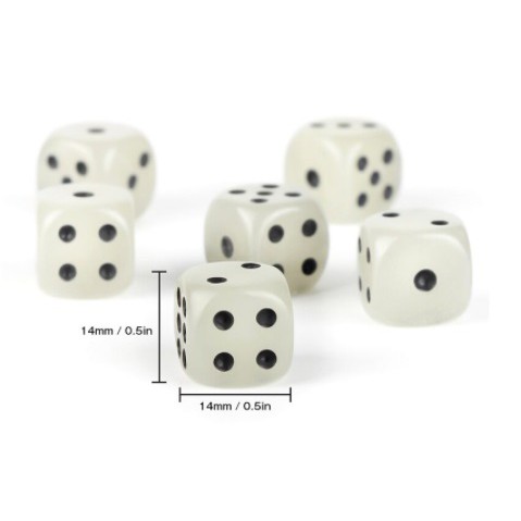 Xí ngầu xúc xắc dạ quang 14mm, phát sáng trong đêm độc đáo & tiện dụng