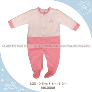 Bộ body nous bodysuit có tất hồng size từ 0-3 tháng đến 9-12 tháng