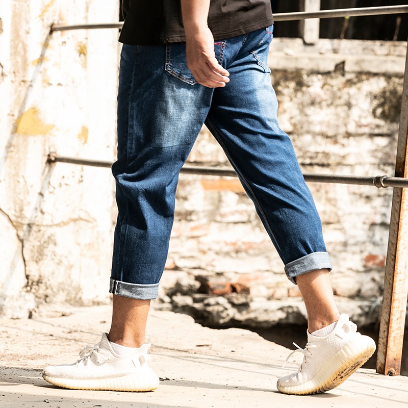 Quần Jeans Lửng Chất Liệu Co Giãn Size Lớn M-6xl / 2 Màu Tùy Chọn