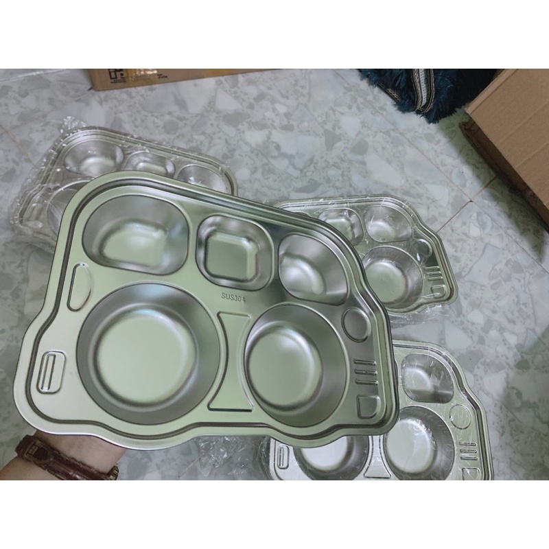 Khay cơm 3 ngăn trẻ em ăn dặm cho bé hình thú inox 304 kháng khuẩn bảo vệ sức khỏe dễ vệ sinh kích thích ăn ngon