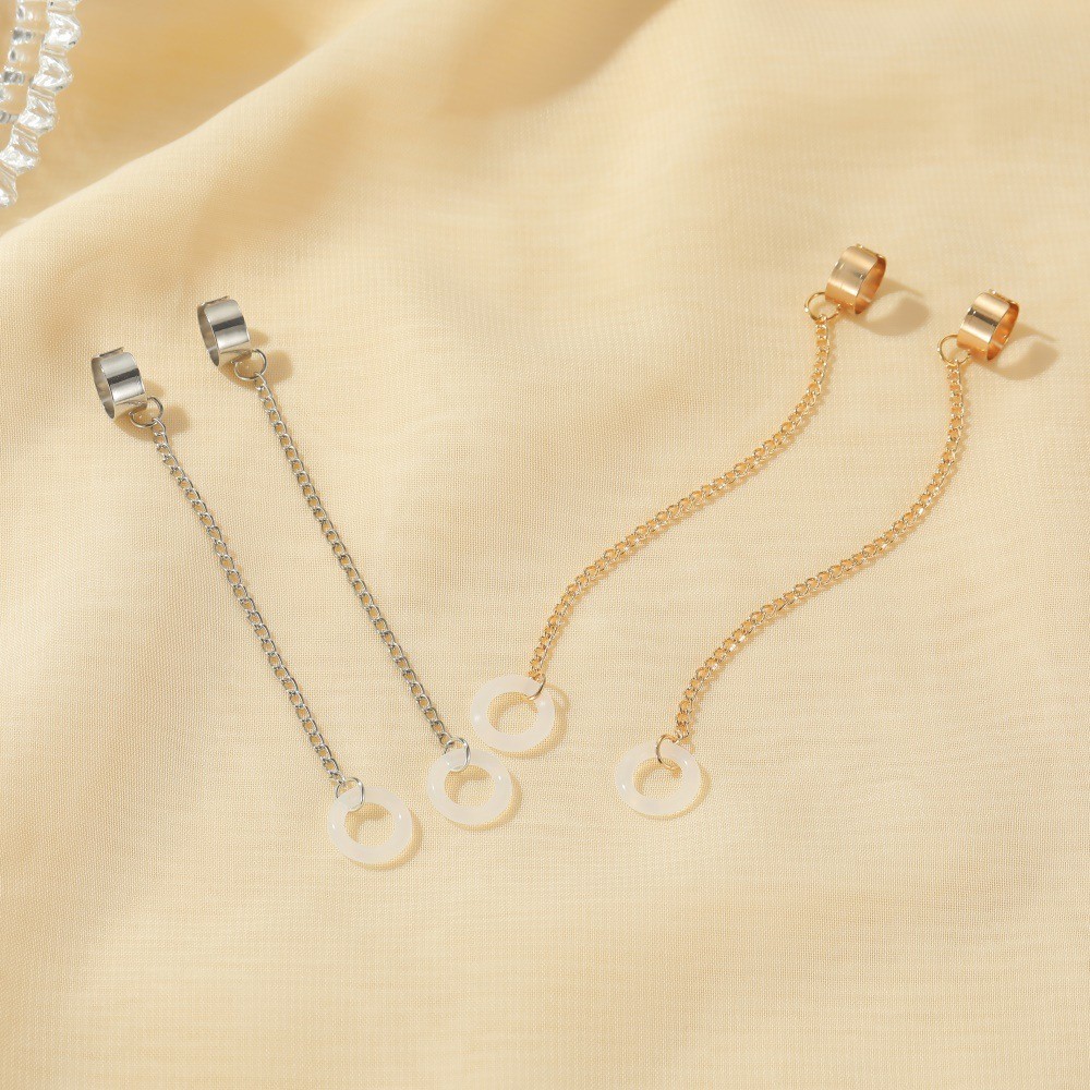1Pair Personality Anti-lost Long Non-pierced Earrings Ear Clip Airpods Wireless Bluetooth Headset Accessories