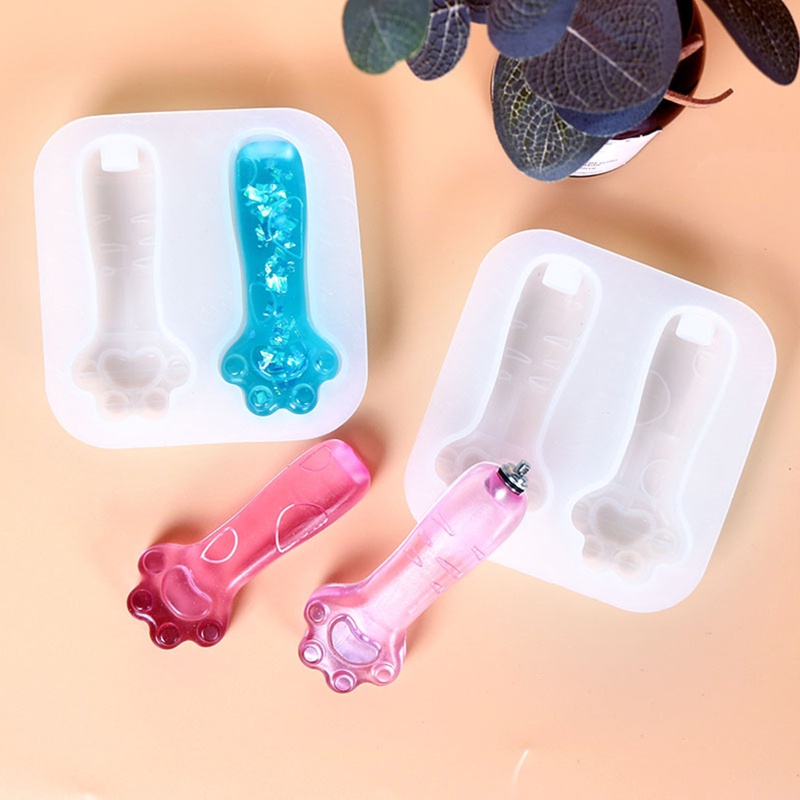 Khuôn Silicone Làm Móc Khóa / Gương Hình Dấu Chân Mèo DIY