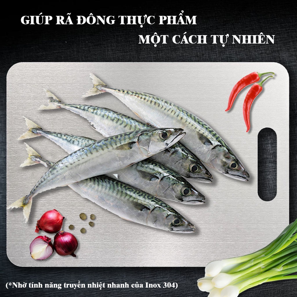 FOLLOW TẶNG 3KHÀNG CÓ SẴN THỚT INOX CAO CẤP 304 KHÁNG KHUẨN CHỐNG ẨM MỐC - 33,5x23cm  HÀNG VIỆT NAM - CHOPPING BOARD