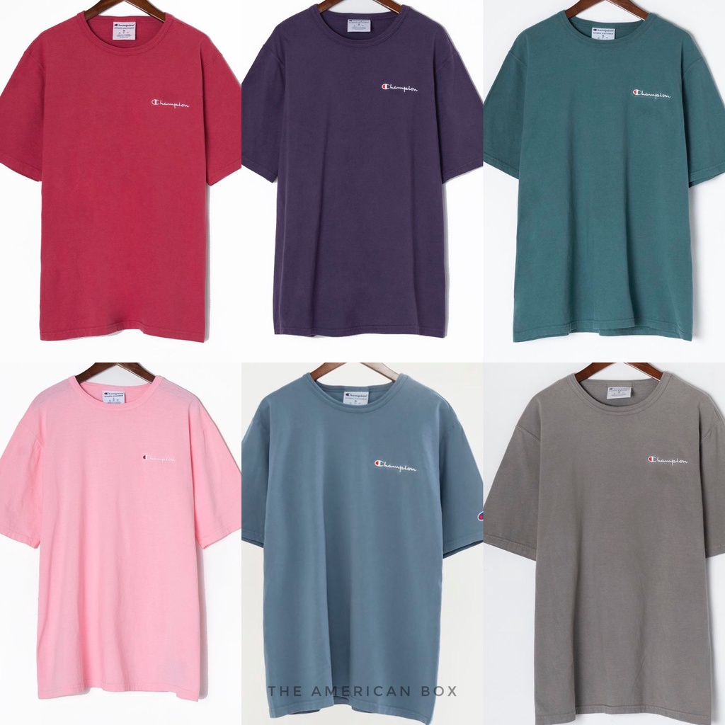 Áo thun Champion thêu mini logo garment dyed 2020 authentic