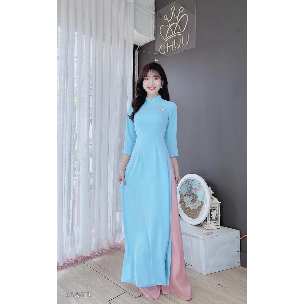 Áo dài lụa Ý truyền thống không kèm quần CHUU AD8013