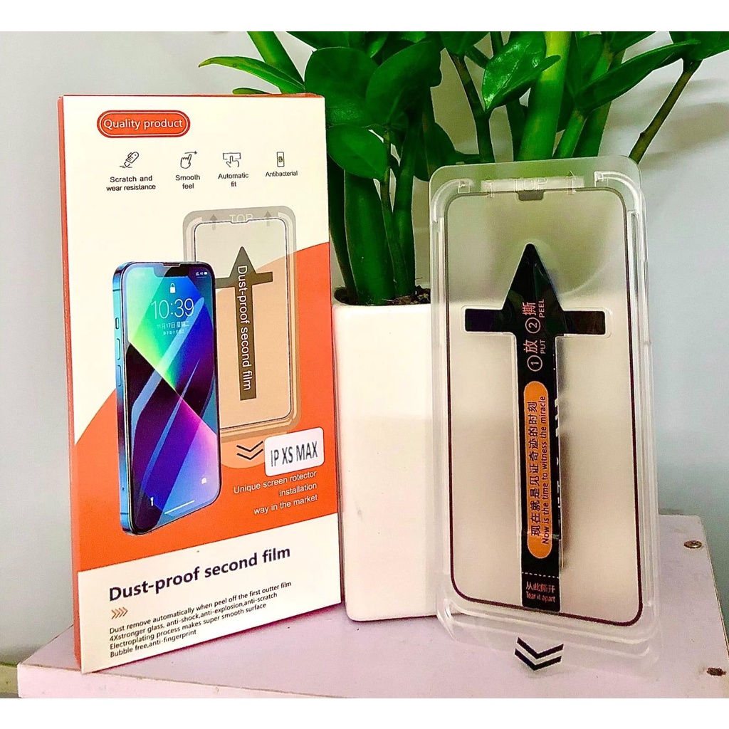 Kính cường lực tự dán tự lau iphone cao cấp magicbox black arrow chính hãng