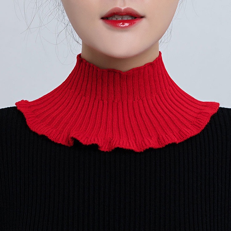 Cổ Áo Giả Khăn Choàng Dệt Kim Co Giãn Chống Gió Có Thể Tháo Rời Thời Trang Mùa Đông Ấm Áp Cho Nữ