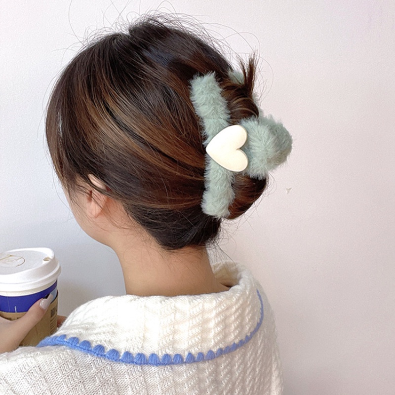 Kẹp tóc cỡ lớn phối lông kiểu Hàn Quốc dễ thương