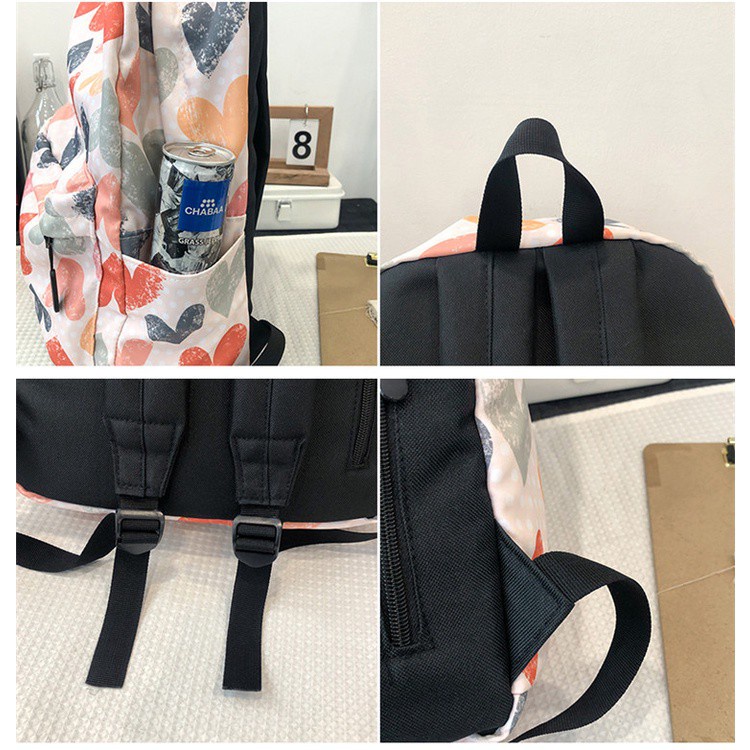 Ba Lô Học Sinh Siêu Nhẹ Phối Màu Sắc graffiti Phong Cách Hàn Quốc Dành Cho Nữ