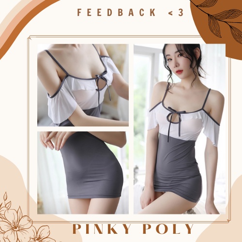 Set Cosplay Cô Thư Kí Trễ Vai - Set váy ngủ cosplay anime PinkyPoly - Hai Màu Đen Xám CP05 | BigBuy360 - bigbuy360.vn