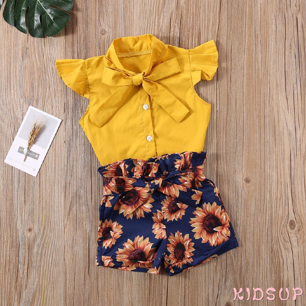 Bộ Quần Áo Gồm 2 Món Áo Thun+Quần Short Dành Cho Trẻ Em Gái Từ 1-6 Tuổi