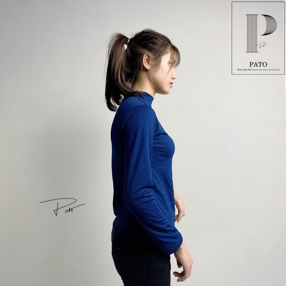 Áo giữ nhiệt dài tay nữ có lót nỉ cổ cao 3p dáng ôm dày dặn co giãn (ảnh shop pato chụp)