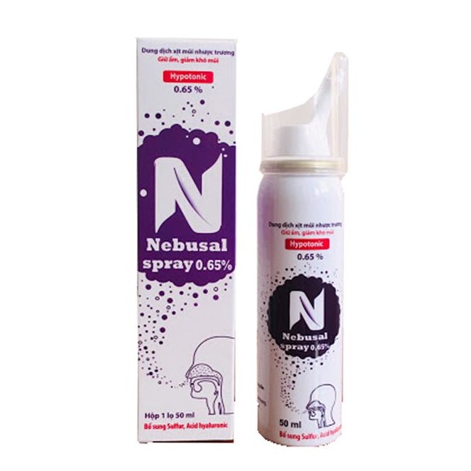 Dung dịch xịt mũi nhược trương Nebusal spray 0.65% chai 50ml giúp giữ ẩm giảm khô mũi