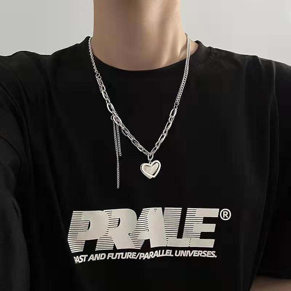 FORBETTER Dây Chuyền Choker Bằng Thép Không Gỉ Mặt Trái Tim Phối Tua Rua Thời Trang Cho Nữ