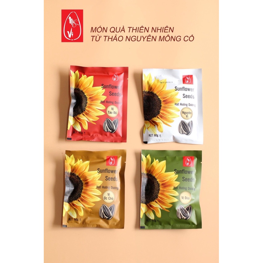 Hạt hướng dương vị Mộc, Dừa, Óc chó, Táo đỏ gói 50-55 gam