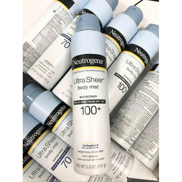 Xịt Chống Nắng Neutrogena Ultra Sheer Body Mist Sunscreen Broad Spectrum SPF 100+, 70 -  141g