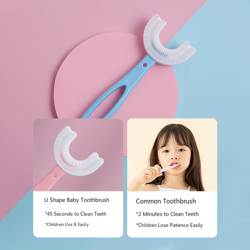 Bàn Chải Đánh Răng Silicone Hình Chữ U Cho Bé 2-12 Tuổi