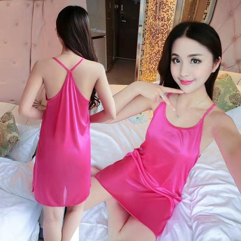 Đầm Ngủ Sexy-Đồ Ngủ Sexy Váy Ngủ Nữ Gợi Cảm Lụa 2 Dây Váy Ngủ Sexy 2 Dây Đầm ngủ lụa satin cao cấp,Đầm Ngủ Dễ Thương