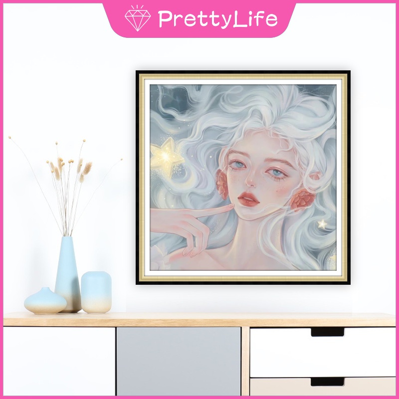 Bộ Tranh Đính Đá 5D Tự Làm 30x30cm / 40x40cm / 50x50cm Hình Cô Gái Anime Trang Trí Nhà Cửa