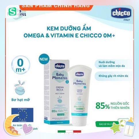 Kem dưỡng ẩm chứa Omega và Vitamin E Chicco 0M+ 100ml Mẫu mới