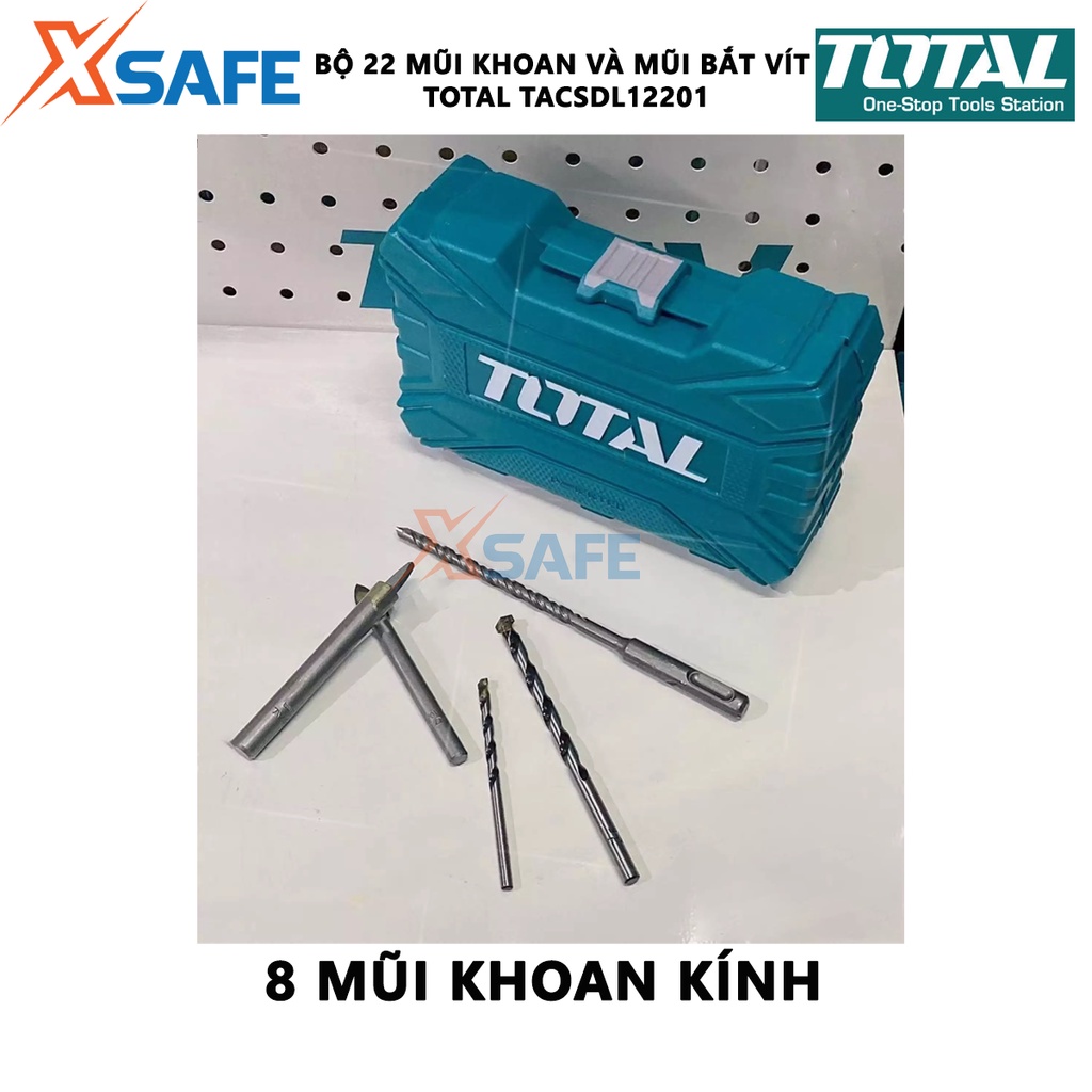 Bộ mũi khoan và mũi bắt vít đa năng 22 chi tiết TOTAL TACSDL12201 Bộ 22 mũi khoan và bắt vít - Chính hãng [XSAFE]