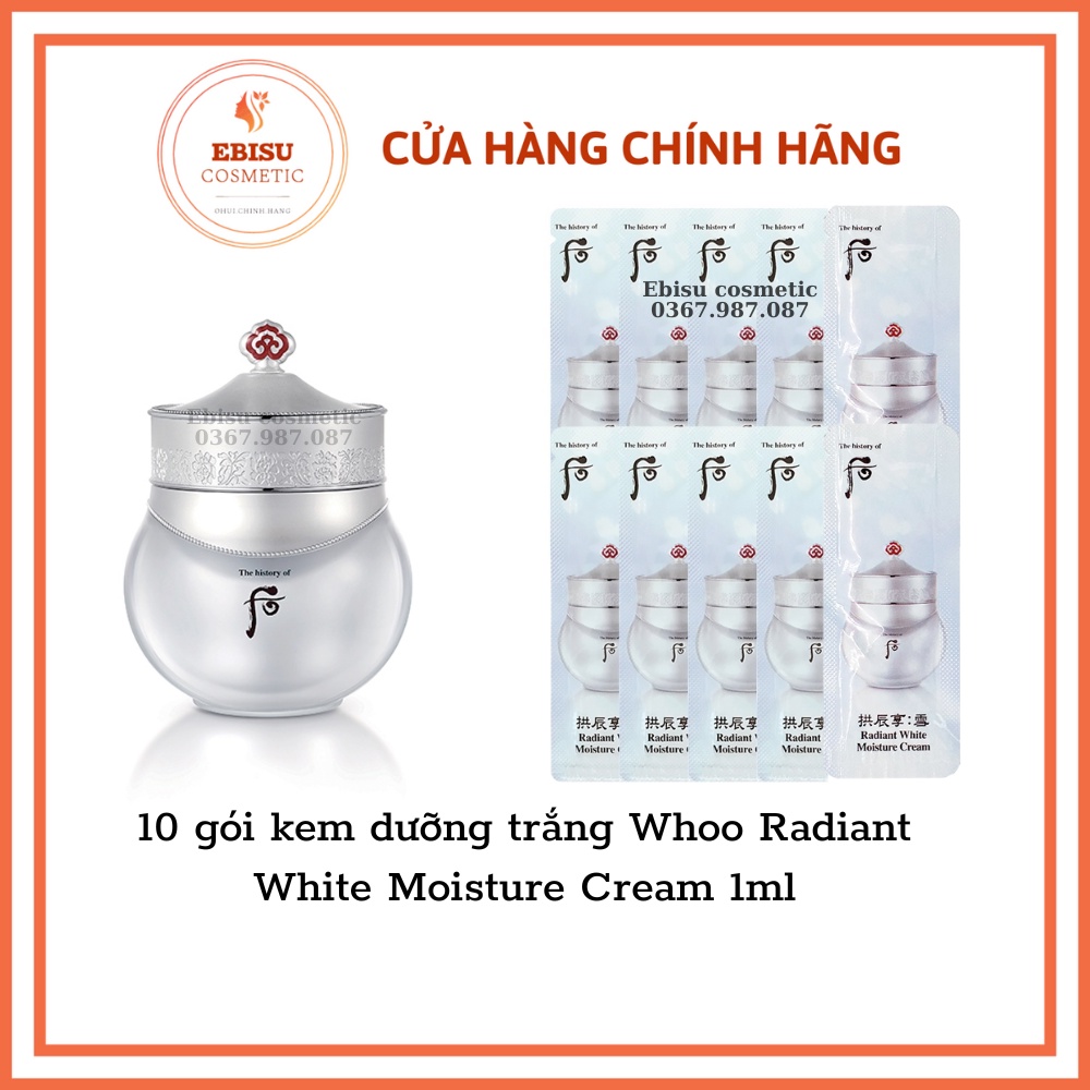 10 gói kem dưỡng trắng Whoo Radiant White Moisture Cream 1ml