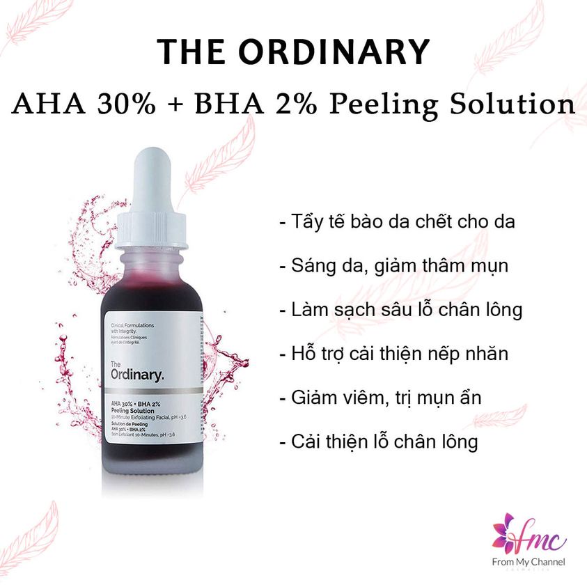 Tẩy tế bào chết The Ordinary AHA 30% + BHA 2% Peeling Solution 30ml + Tặng 1 túi chườm giảm đau bụng