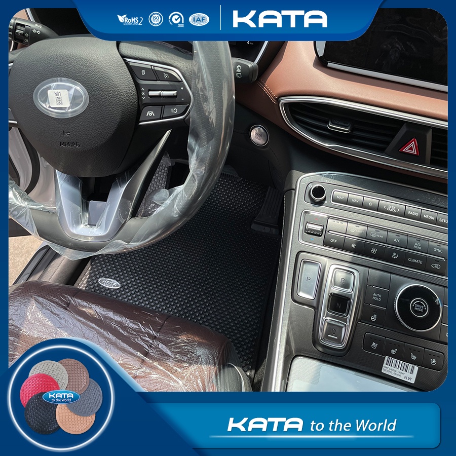 Thảm lót ô tô KATA cho xe Hyundai Santafe  - Khít với sàn, Chống trơn, Không mùi, Không ẩm mốc
