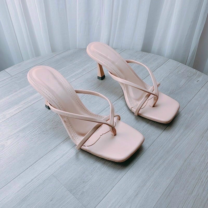 Giày gót kẹp chữ A H2STORE 7cm đơn giản dễ thương.