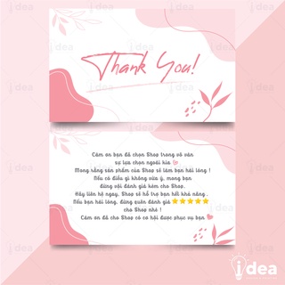 Card Cám Ơn, Phiếu Cảm Ơn, Card Thank You cho Shop Bán Hàng - Size 9 x 5.4cm - In Họa Tiết Hoa Lá Memphis Màu Hồng 01