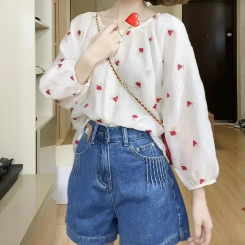 Áo Sơ Mi Nữ Tay Dài Thêu Hoa Chống Nắng Bảo Vệ