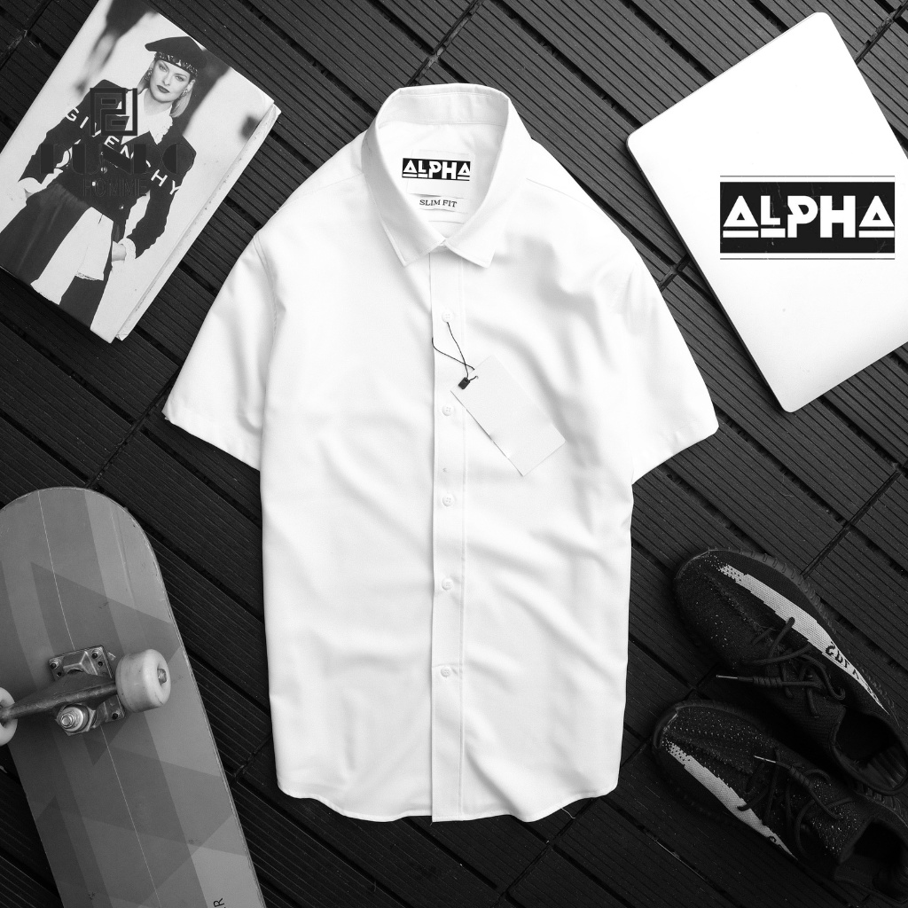 Áo sơ mi nam ngắn tay GEN cổ bẻ hai màu basic chất vải lụa mịn cao cấp GEN08