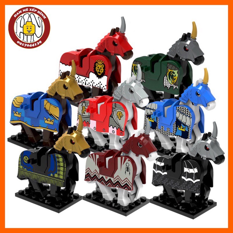 Đồ chơi minifigures - Ngựa chiến trung cổ - ( loại full giáp ) - X0158 - Hàng chuẩn nét !