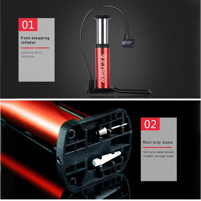 Bơm Xe Đạp X-TIGER Mini Van Presta &amp; Schrader Di Động Tiện Dụng