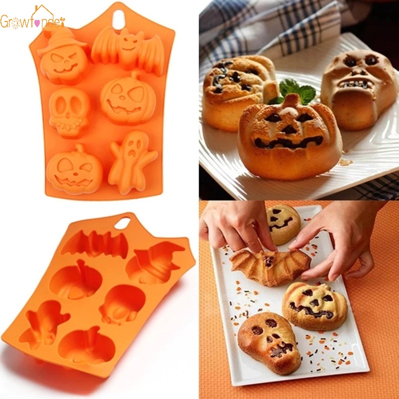 Khuôn Silicone 6 Ngăn Tạo Hình Chủ Đề Halloween Trang Trí Bánh Kem