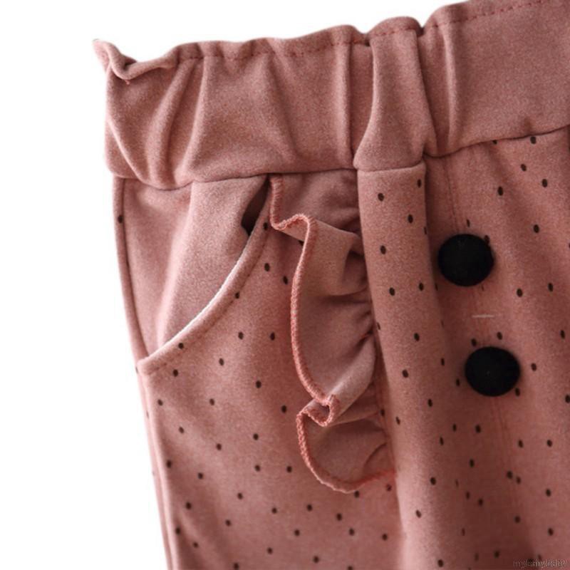 Quần Dài Cotton Chấm Bi Cho Bé Gái