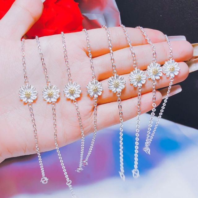 LẮC TAY BẠC TA HÌNH CÚC HỌA MI