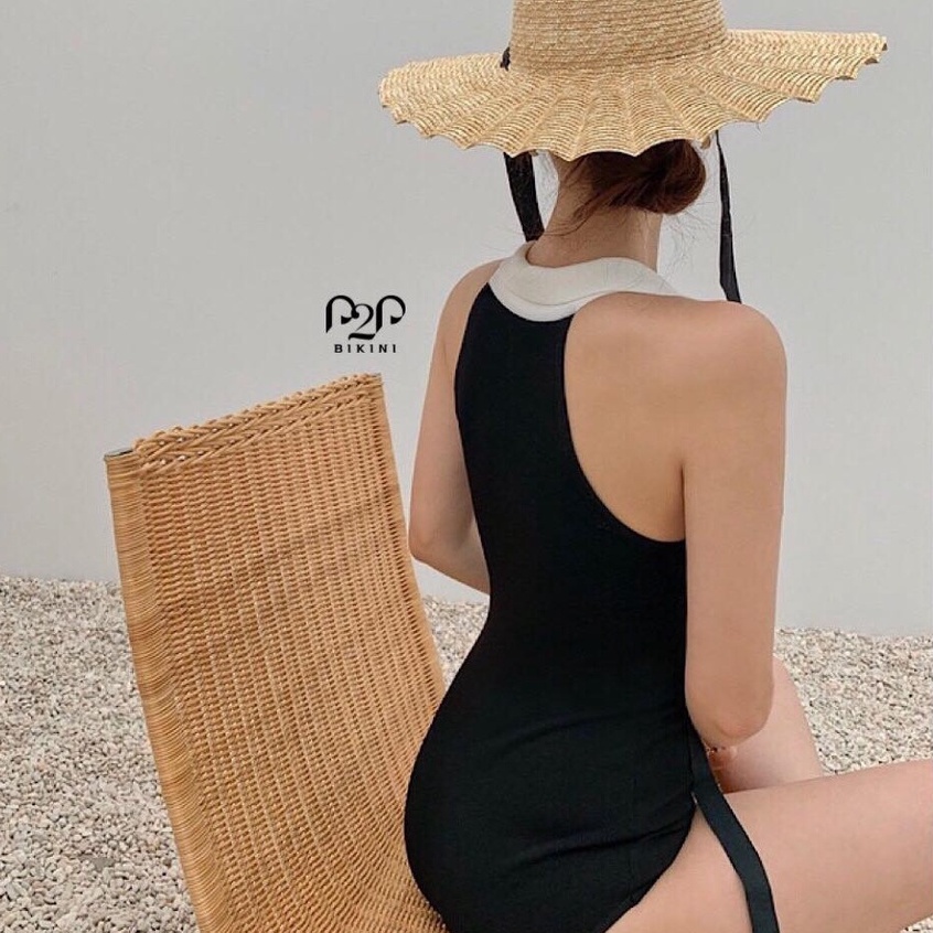P2P BIKINI - Monokini cổ sơ mi basic phối màu - MN330M_HN