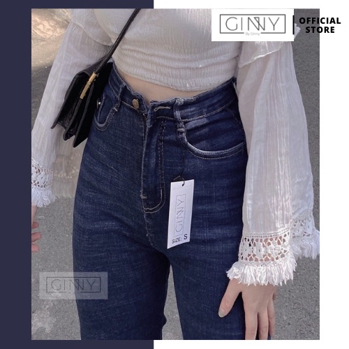 Quần Jean Nữ Lưng Cao Co Giãn Có Túi KHA040 GINNY | Quần Bò Cạp Cao SKINNY Jeans Trơn Dài Basic | BigBuy360 - bigbuy360.vn