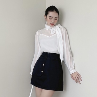  [BBSTORE'S] Áo Cột Nơ Cổ Chân Váy Thắt Eo -K793