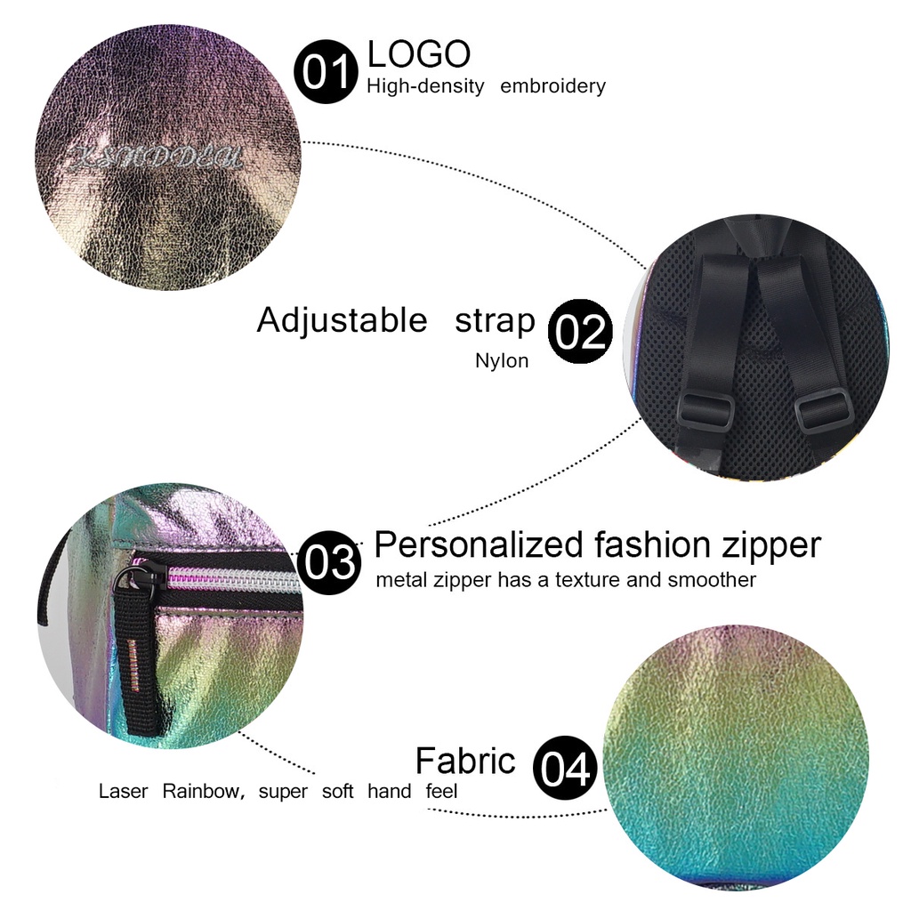 Ba Lô Ksnddeu 2.1L Siêu Nhỏ Thiết Kế Màu Cầu Vồng Thời Trang Dành Cho Nữ