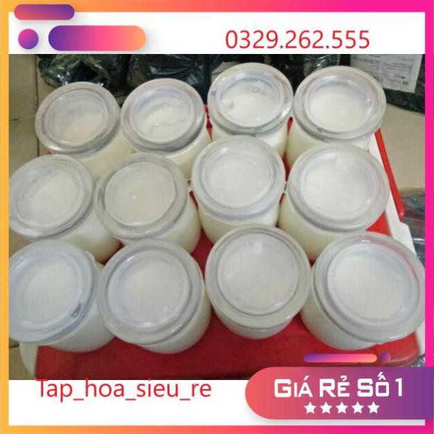 (Rẻ Vô địch) Set 12 Hũ thủy tinh trơn làm sữa chua có nắp 100ml hàng dầy đẹp