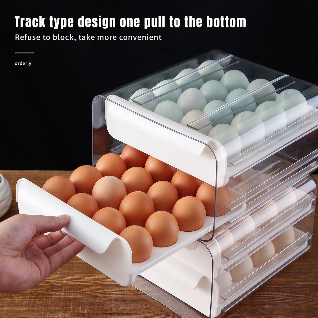 Hộp Đựng Trứng JUJIAJIA Thiết Kế Ngăn Đựng Dạng Kéo Sức Chứa Lớn Cho Tủ Lạnh