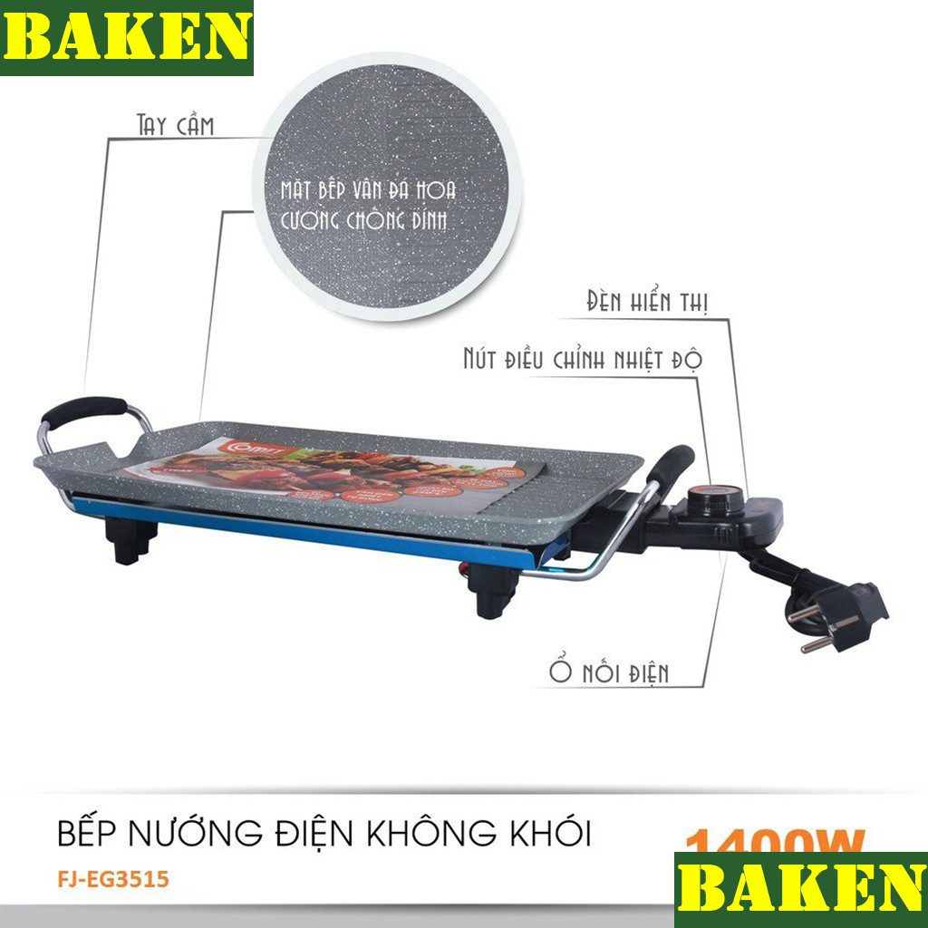 Bếp Nướng Điện Không Khói FUJIKA FJ-EG3515 - Men Chống Dính Vân Đá - BAKEN