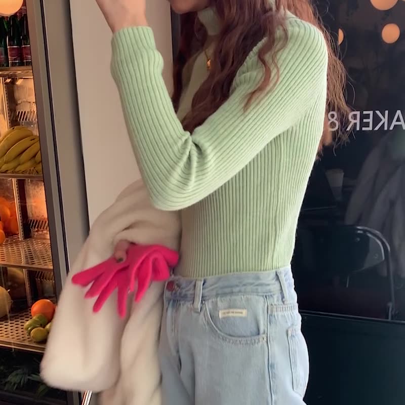 Áo len cổ lọ nữ Áo cổ cao giữ ấm Hàn Quốc Thu Đông Ulzzang Thời trang