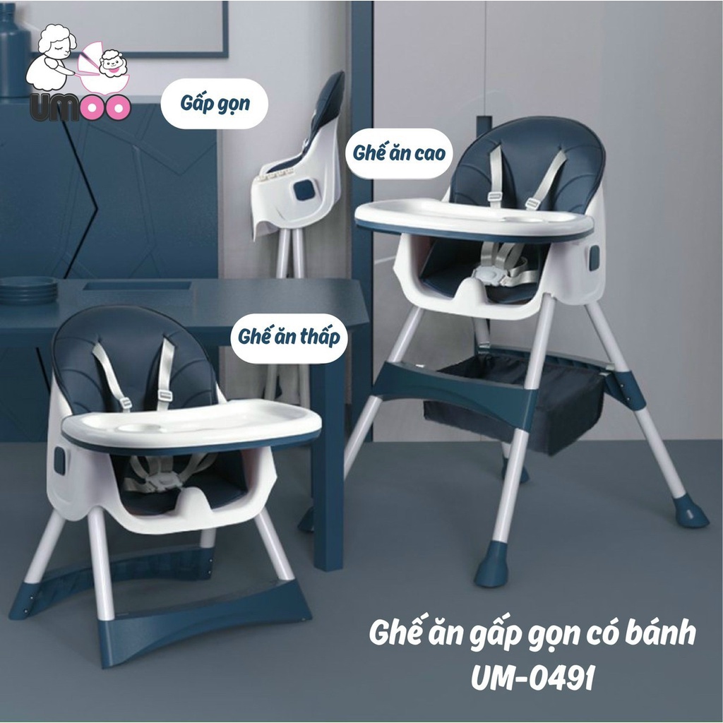 GHẾ ĂN DẶM UMO KHÔNG BÁNH XE, GẤP GỌN ĐƯỢC