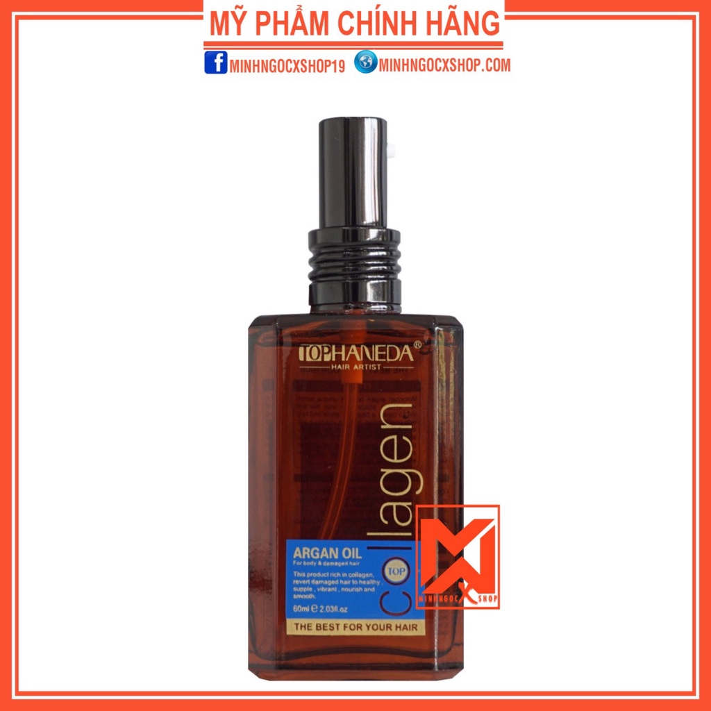 Tinh dầu dưỡng tóc bóng mượt Top Haneda Collagen Argan Oil 60ml chính hãng