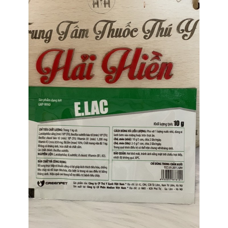 Men tiêu hoá chó mèo - 10g E.LAC - men sống chống rối loạn tiêu hoá