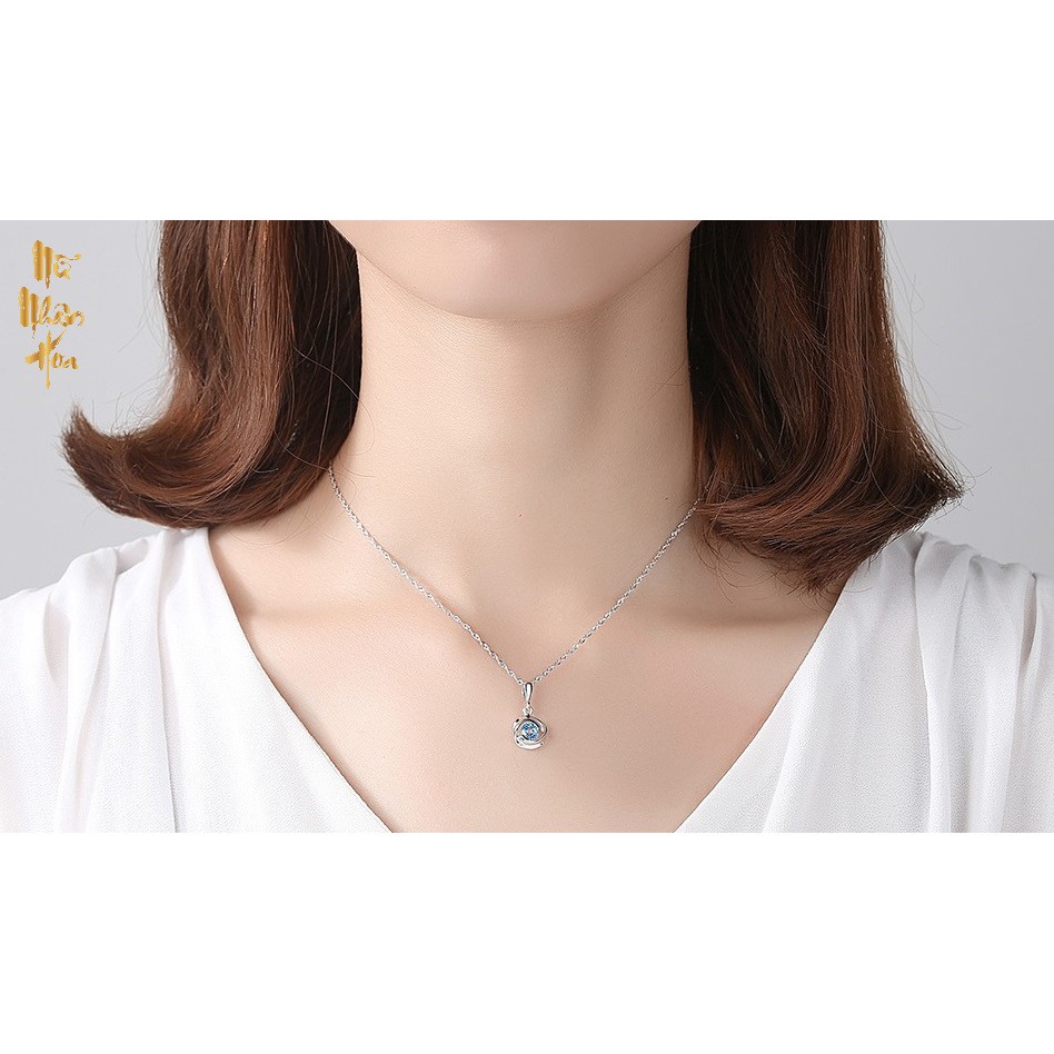 Vòng cổ đá Topaz tổng hợp xanh lam VCS011